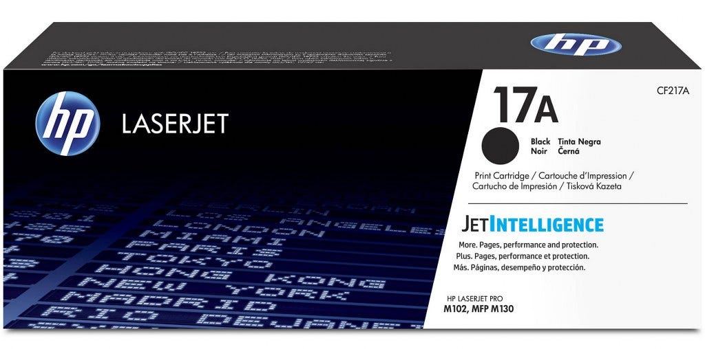 Compatible HP Printer Cartridge, 1600 Page Yield, Compatible with M102w, MFP M130a, 17A - Black Toner