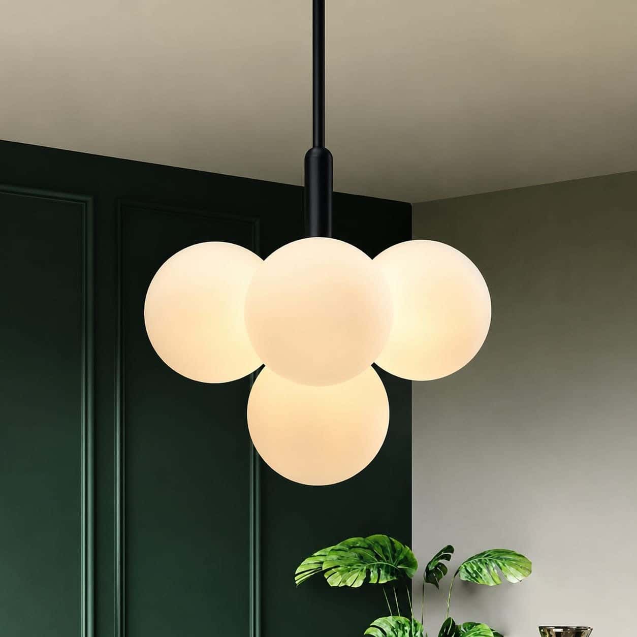 Chandelier Metal Glass, 40×40×60 cm - Black
