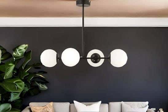 Chandelier Metal Glass, 80×35×50 cm - Black