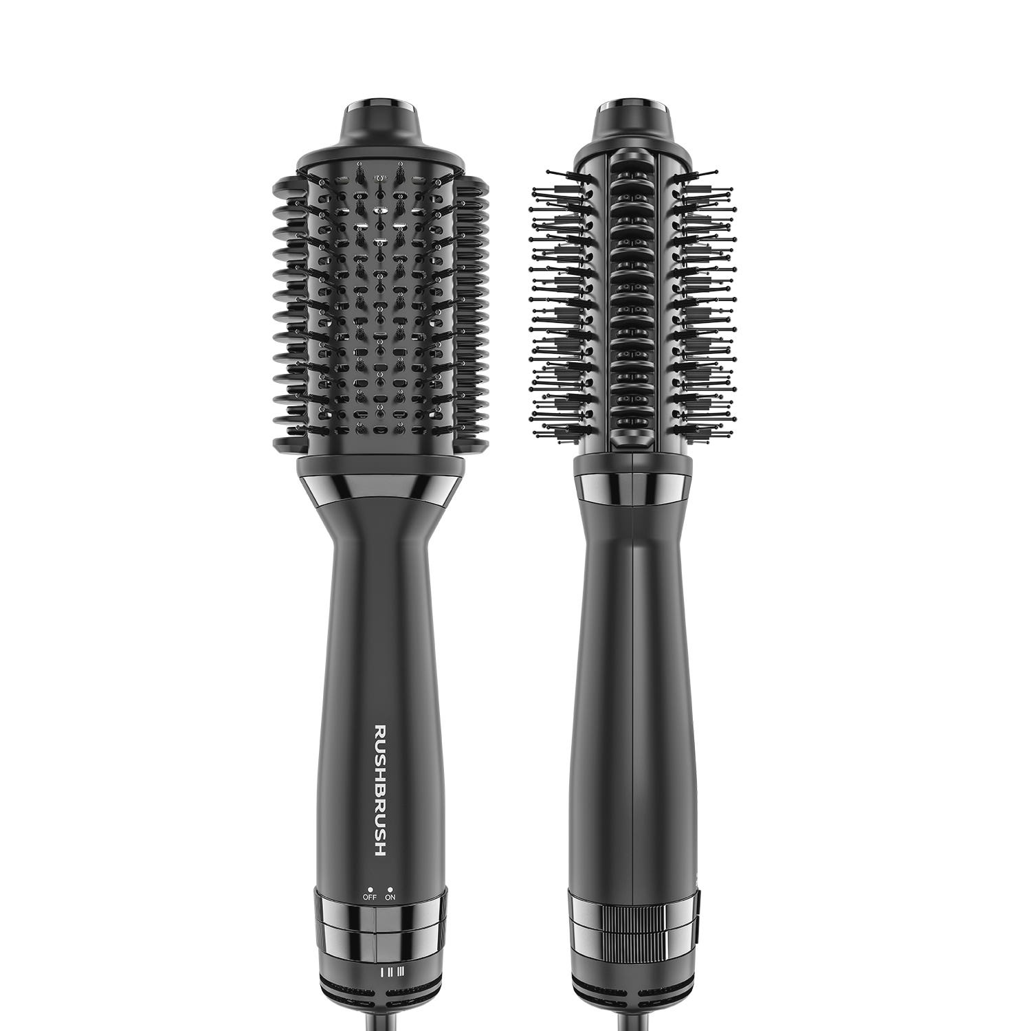 Rush Brush VS1 Plasma 2-in-1 Hot Air Styler & Straightening Brush, 1000W, Black - VS1 Plasma