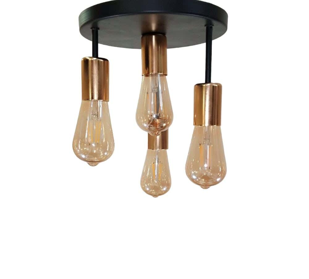 Metal Chandelier With Rust-Resistant Metal Coating, 23 X 23 X 23 Cm - Black Gold
