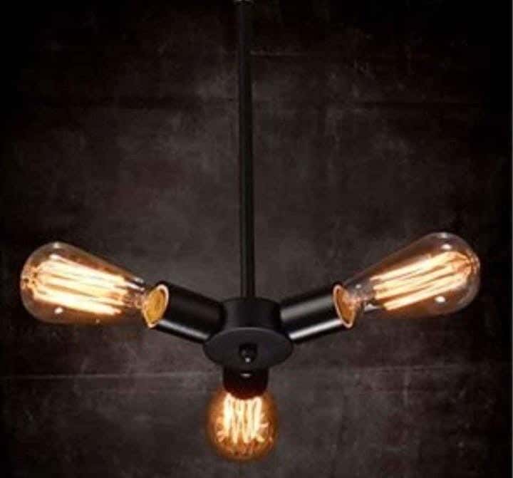 Metal Chandelier With Rust-Resistant Metal Coating, 18 X 18 X 25 Cm - Black