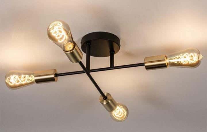 Metal Chandelier With Rust-Resistant Metal Coating, 45 X 45 X 15 Cm - Black Gold