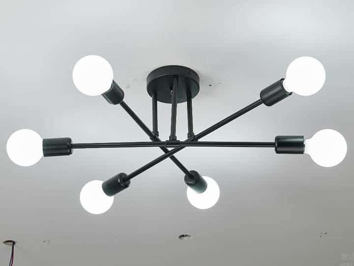 Metal Chandelier With Rust-Resistant Metal Coating, 45 X 45 X 20 Cm - Black