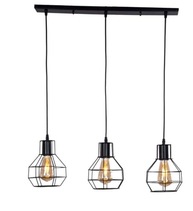 Metal Chandelier With Rust-Resistant Metal Coating, 20 X 65 X 70 Cm - Black