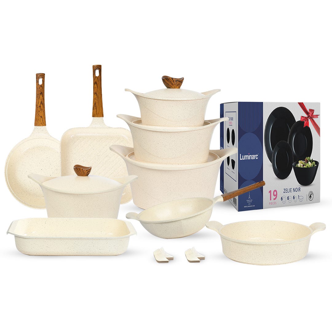Glory Granite Cookware Set, 36 Pieces, 25.5 kg, 86x42x37cm - Beige