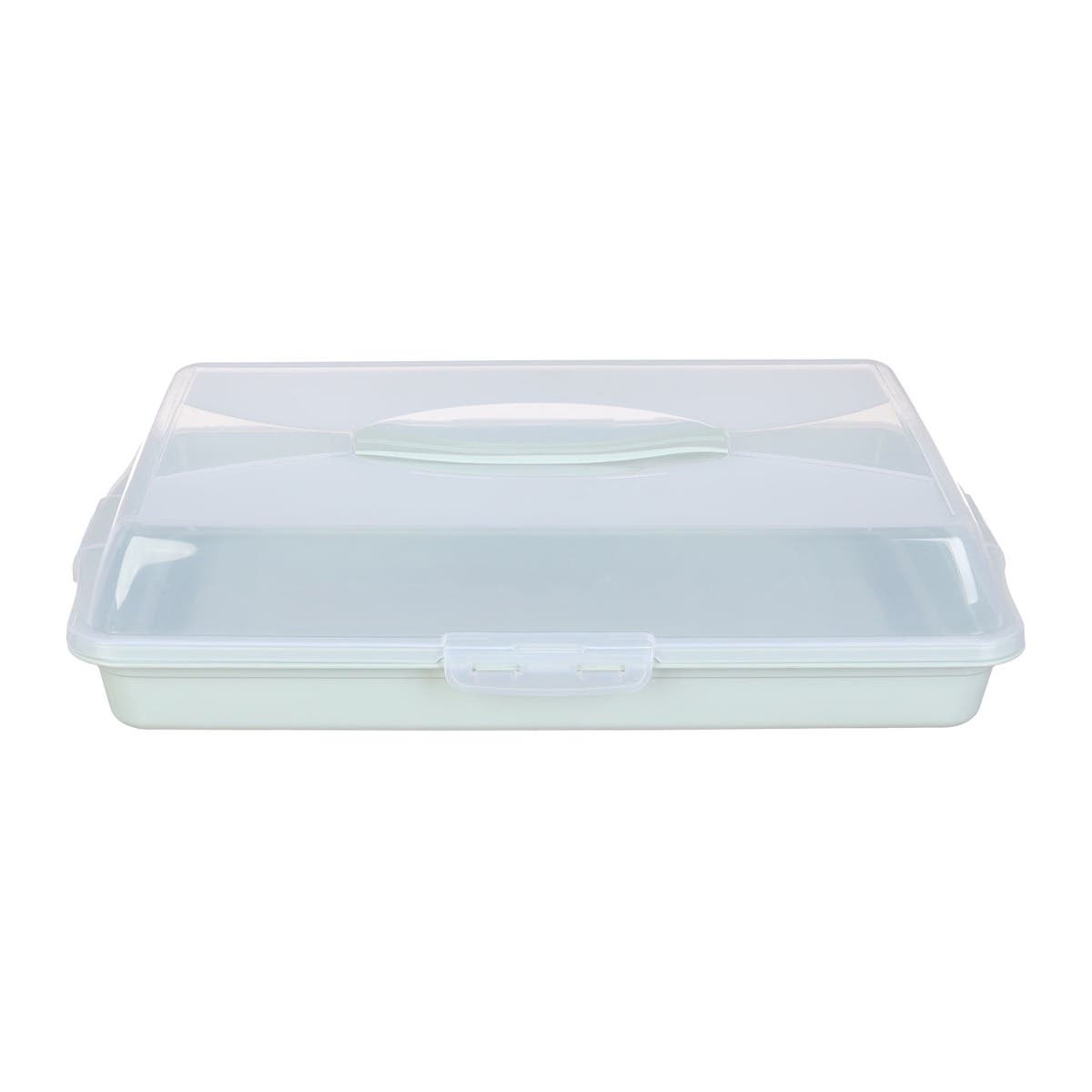 Dunya Plastic Food Keeper with Clips Lid, 30×44 cm - Clear Green