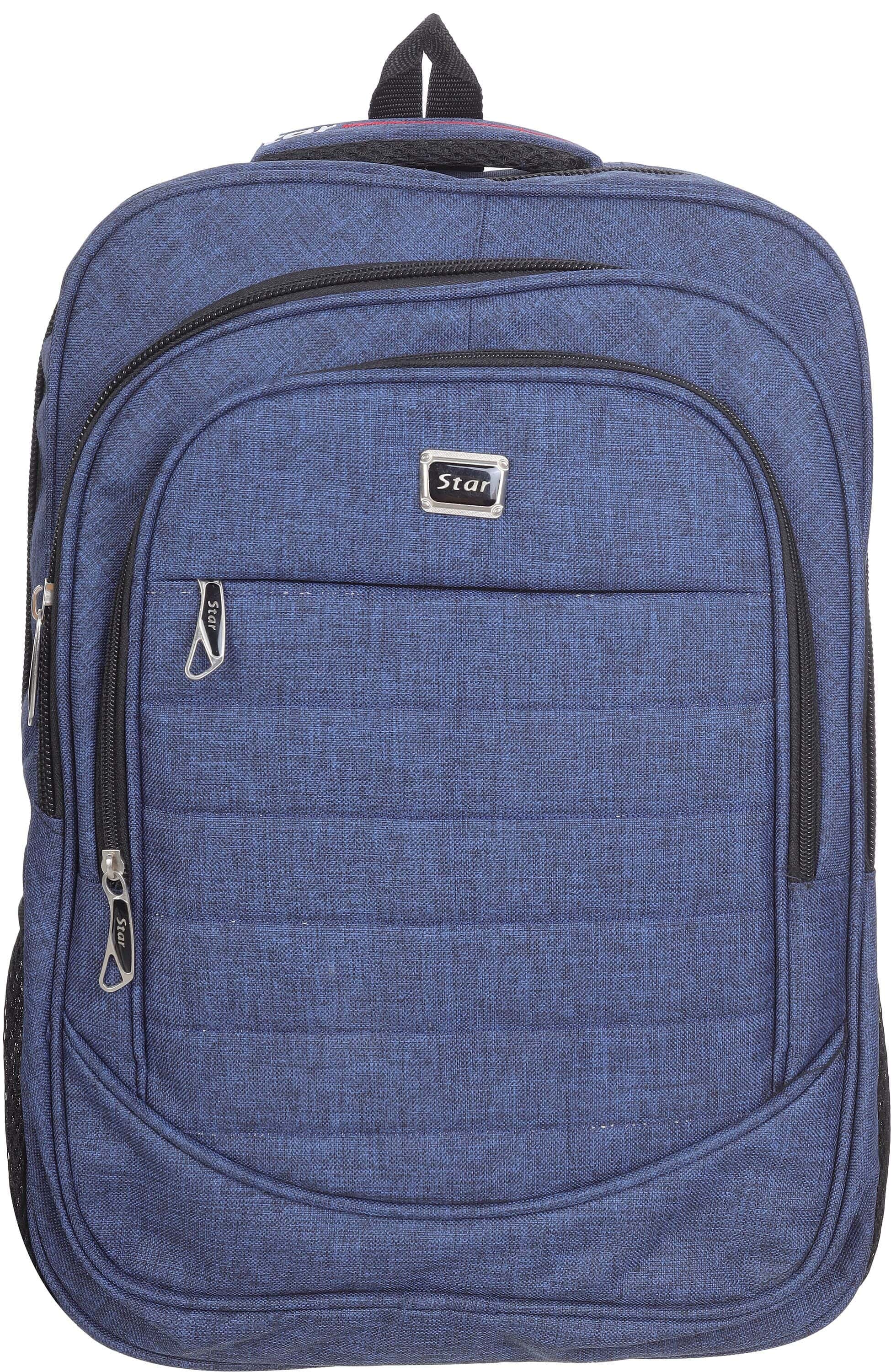Star Fabric Laptop Bag, 18 Inch, 4 Zippers, USB Port, Headphone Port - Navy Black