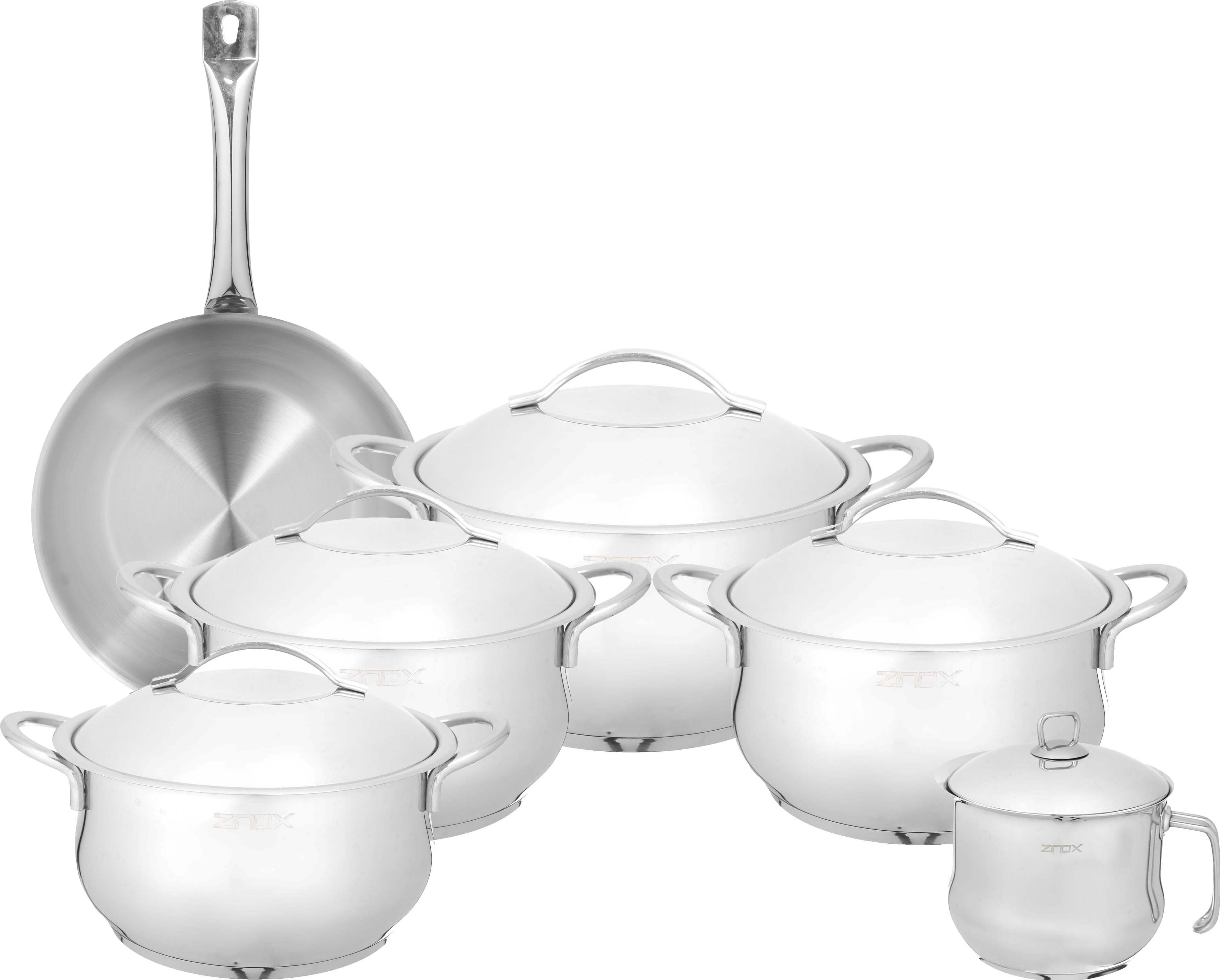 Zinox Curvy Stainless Steel Pots Set, 11 Pieces - Silver