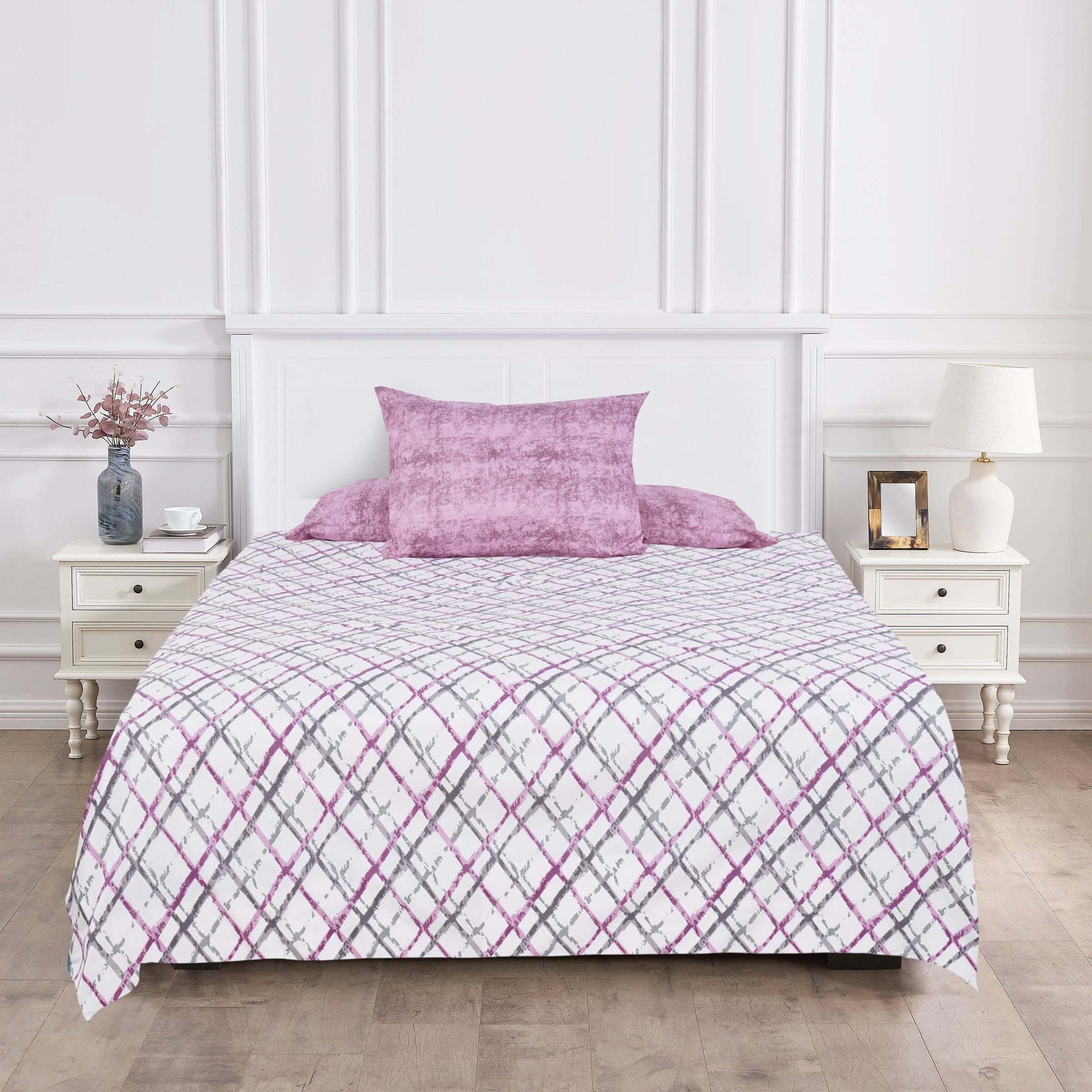 Hana Cotton Youth Bed Sheet Set, 6 Pieces, 240x180 cm, 1800 gsm - Mauve Grey