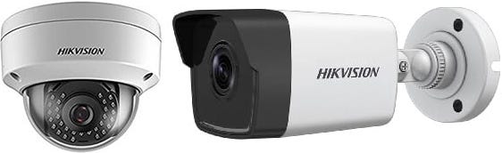 Hikvisioni DS-2CD1123G0E-I Fixed Dome Network Camera, 2MP - White Black With Hikvisioni DS-2CD1023G0E-I Fixed Bullet Network Camera, 2MP - White Black