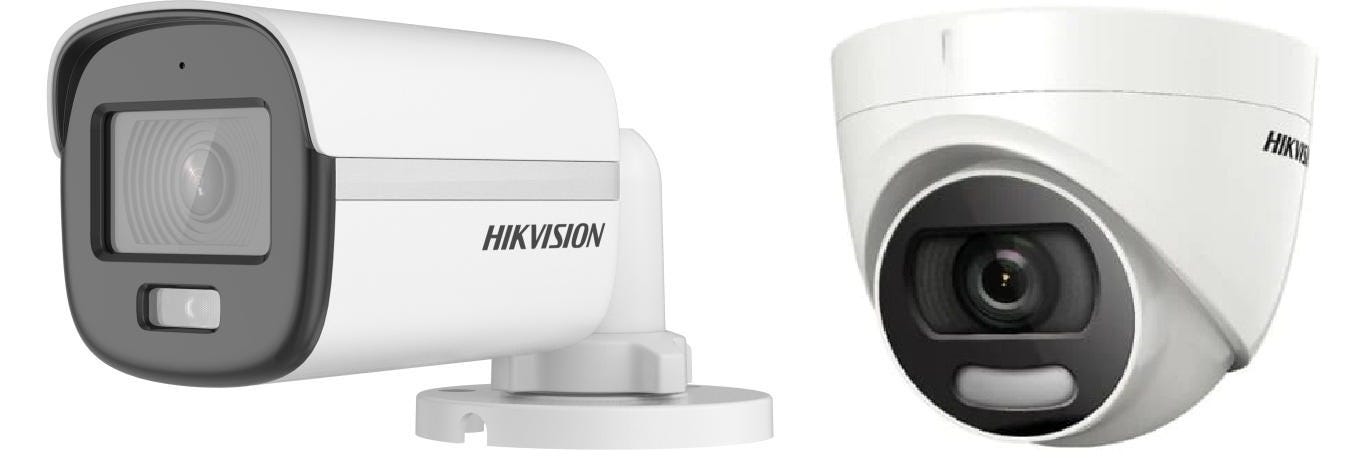 Hikvision DS-2CE10DF0T-PF ColorVu Fixed Mini Bullet Camera, 2MP - White Black - DS-2CE10DF0T-PFecotech With Hikvision DS-2CE70DF0T-PF Indoor Fixed Turret Camera, 2MP - White Black