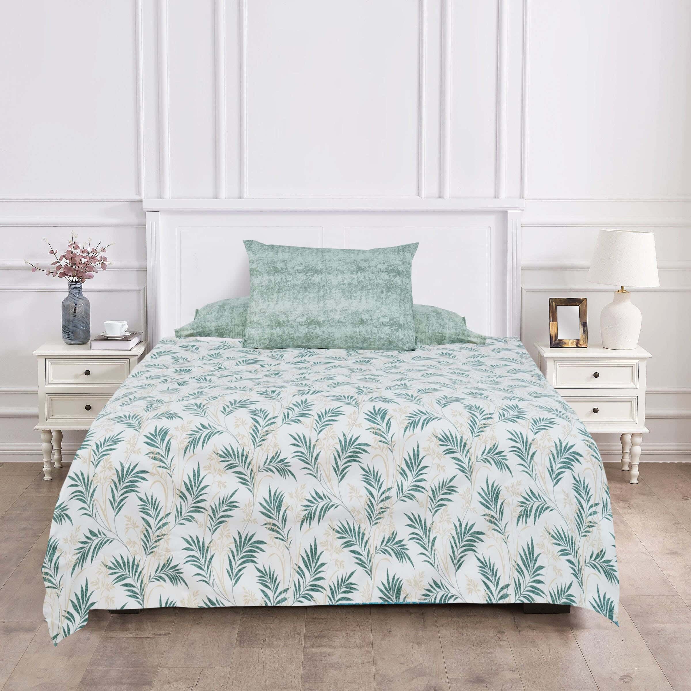 Hana Cotton Youth Bed Sheet Set, 6 Pieces, 240x180 cm, 1800 gsm - Green