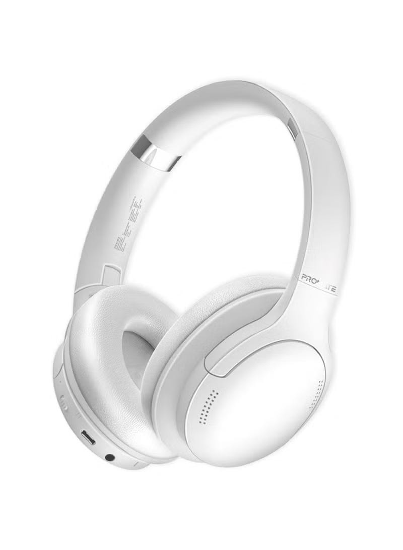 Promet Wireless Headphones, Laboca-Pro.White, Bluetooth v5.3, Microphone, 300 mAh Battery, Foldable Design-White