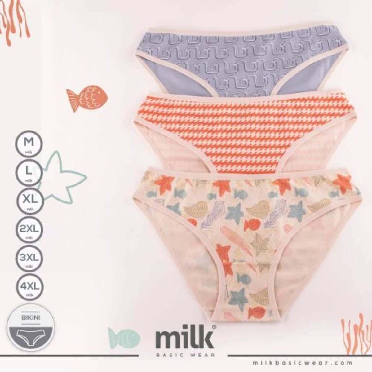 Milk Fabric Underwear Set For Women, Size 4XL - Multicolor