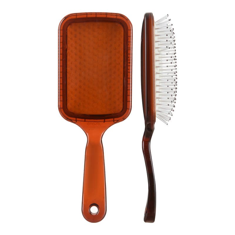 Rectangular Plastic Hair Brush, 24×8 cm - White Brown