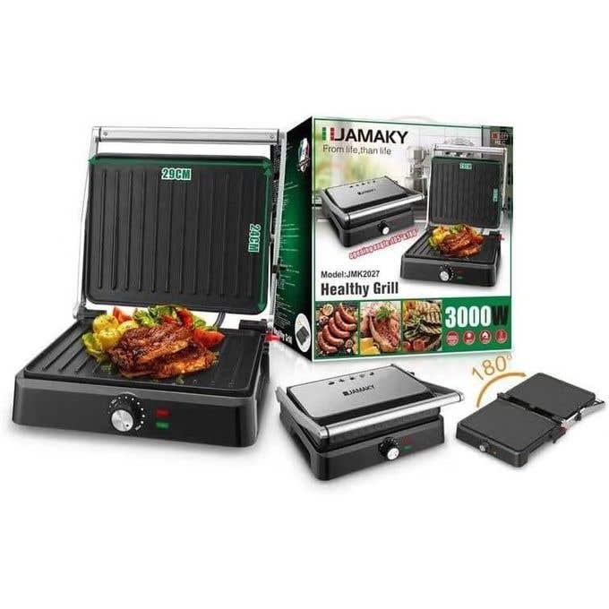 Jamaki Electric Grill, 3000 Watts, Non-Stick, JMK-2027 - Black/Silver