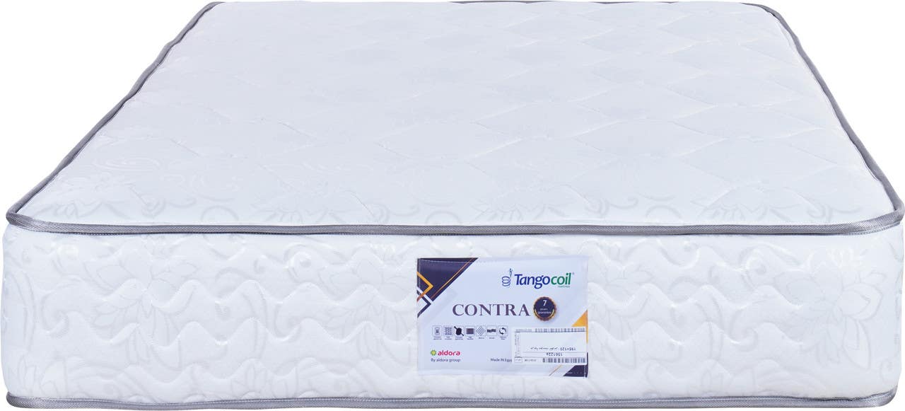 Alcantara Aldora Mattress, Connected Springs, 120 x 195 cm, Height 27 cm - White Grey