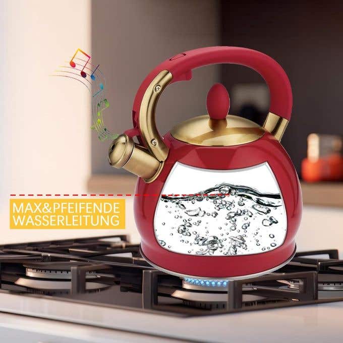 Stainless Steel Whistle Lid - Dark Red