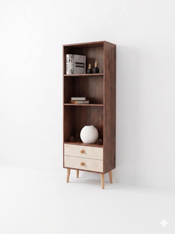 MDF wood bookcase, 80 x 40 x 100 cm - brown and white