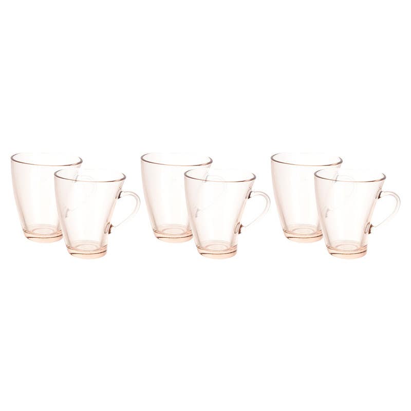 Pasabahce Glass Mug Set, 6 Pieces, 295 ml - Light Orange