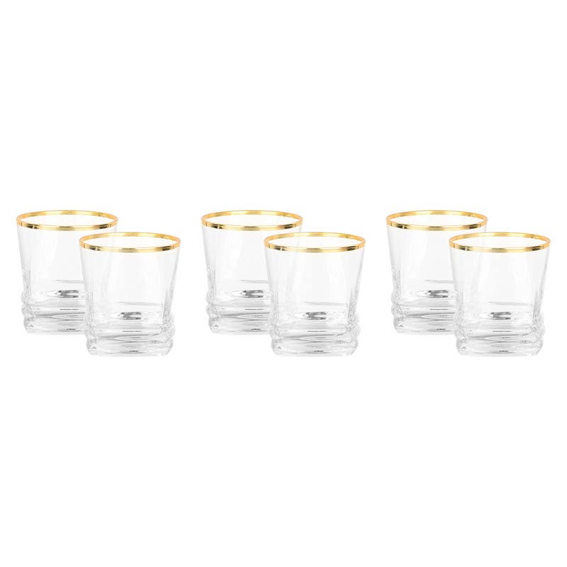 Lav Glass Cups Set, 6 pieces, 190 ml - Clear Gold