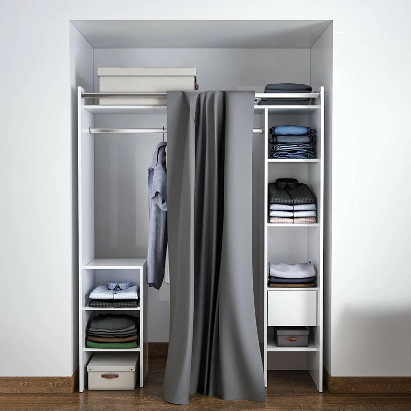 Wood Open Wardrobe, 144x50x180 Cm - White