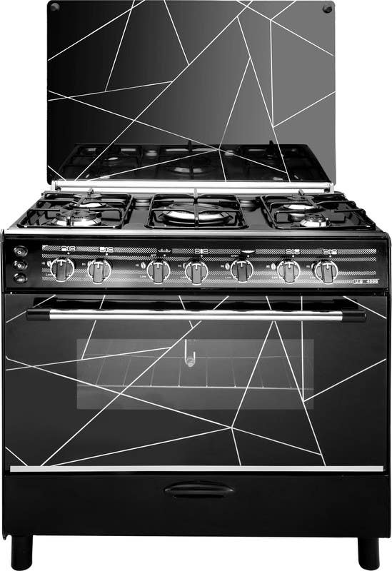Union Gas Prestige 4000 Stove, 5 Burners, 60×85 cm, Self Ignition, Grill - Black