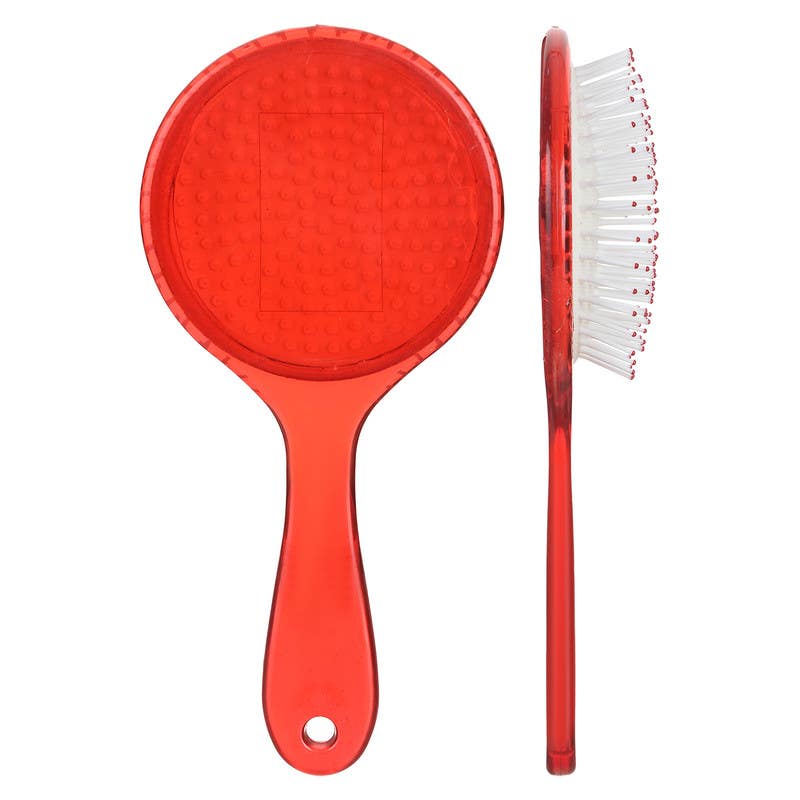 Round Plastic Hair Brush, 22x10.5 cm - Red