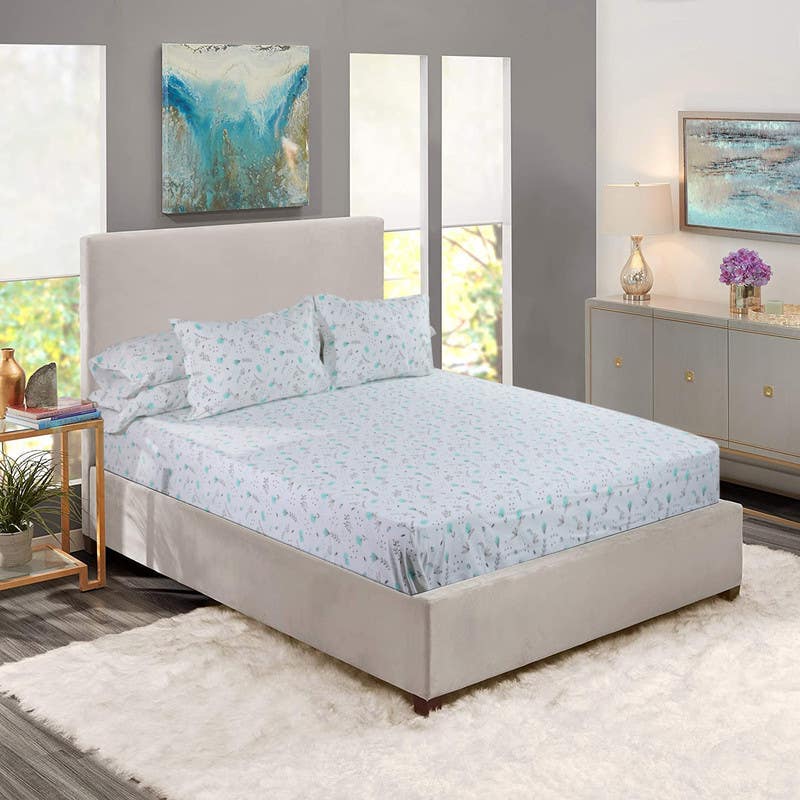 White Gold Cotton Bedding Sheet Set, 5 Pieces, Approximately 1300 Grm - Multicolor