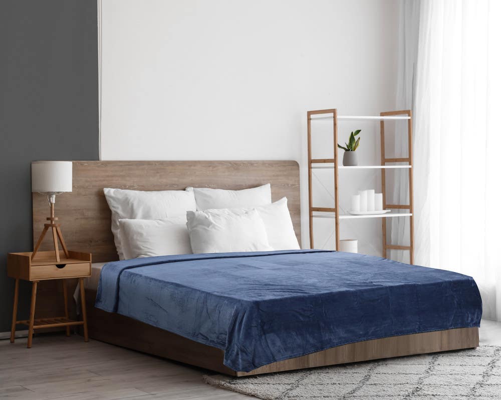 Dream Bed Velvet Bed Heater, 220×240 cm, 1700 grm - Navy