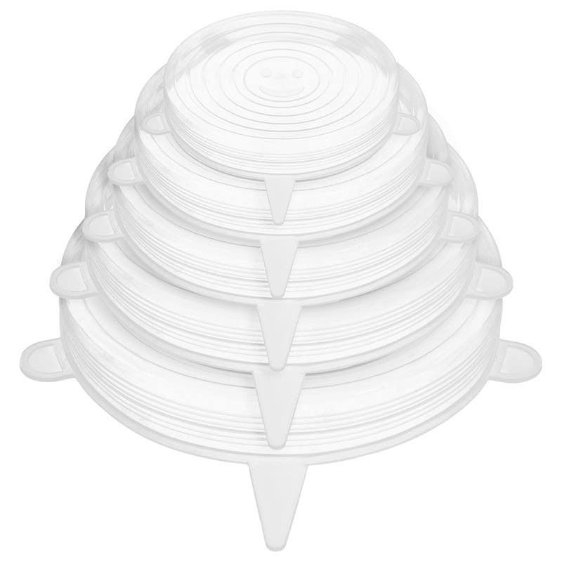 El Cheef Round Silicone cover Set, 6 Pieces - Clear