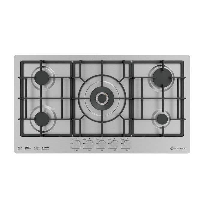 Ecomatic Built-in Hob, 5 Gas Burners, 60 x 90 cm, Full Safety, S993XLC - Silver
