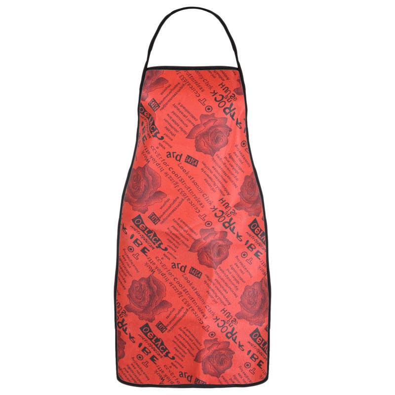 Satin Kitchen Bib, 73×49 cm - Red Black