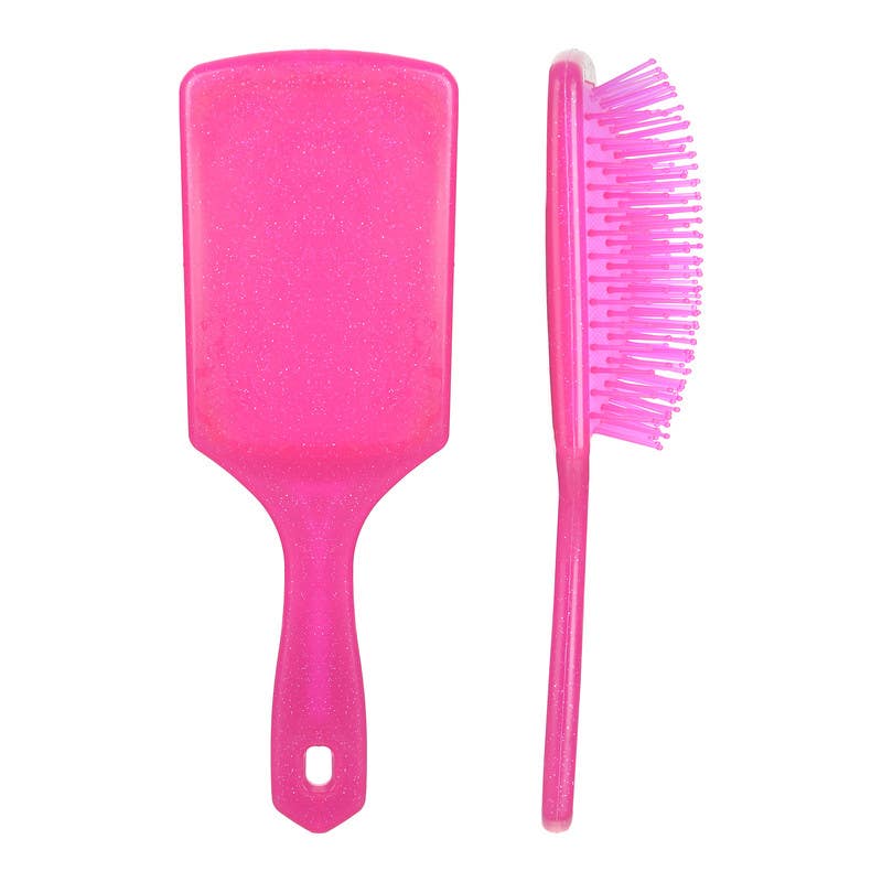 Rectangular Plastic Hair Brush, 23.5×7.5 cm - Fuchsia