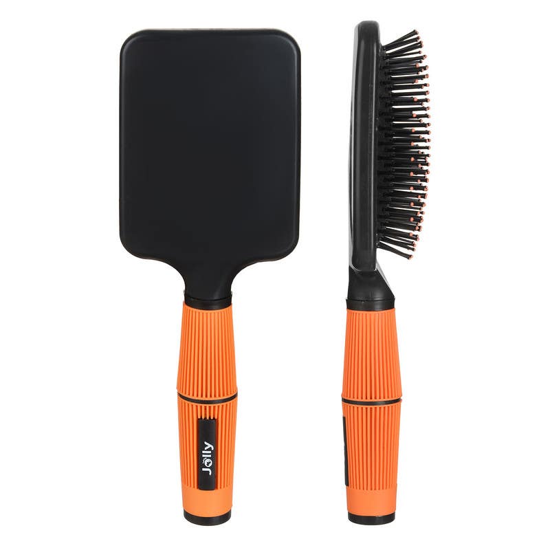 Rectangular Plastic Hair Brush, 8×25 cm - Black Orange