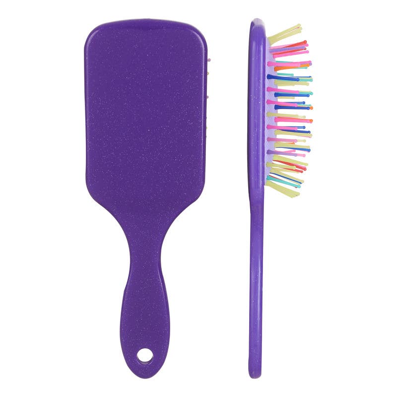 Rectangular Plastic Hair Brush, 5×18 cm - Purple