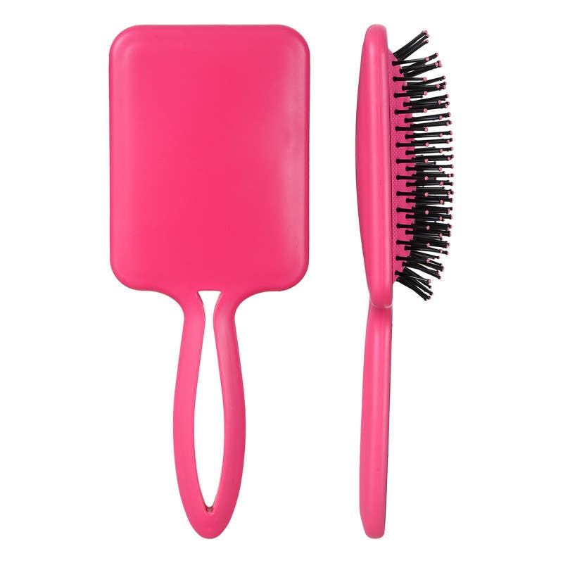 Rectangular Plastic Hair Brush, 8.8×23 cm - Fuchsia