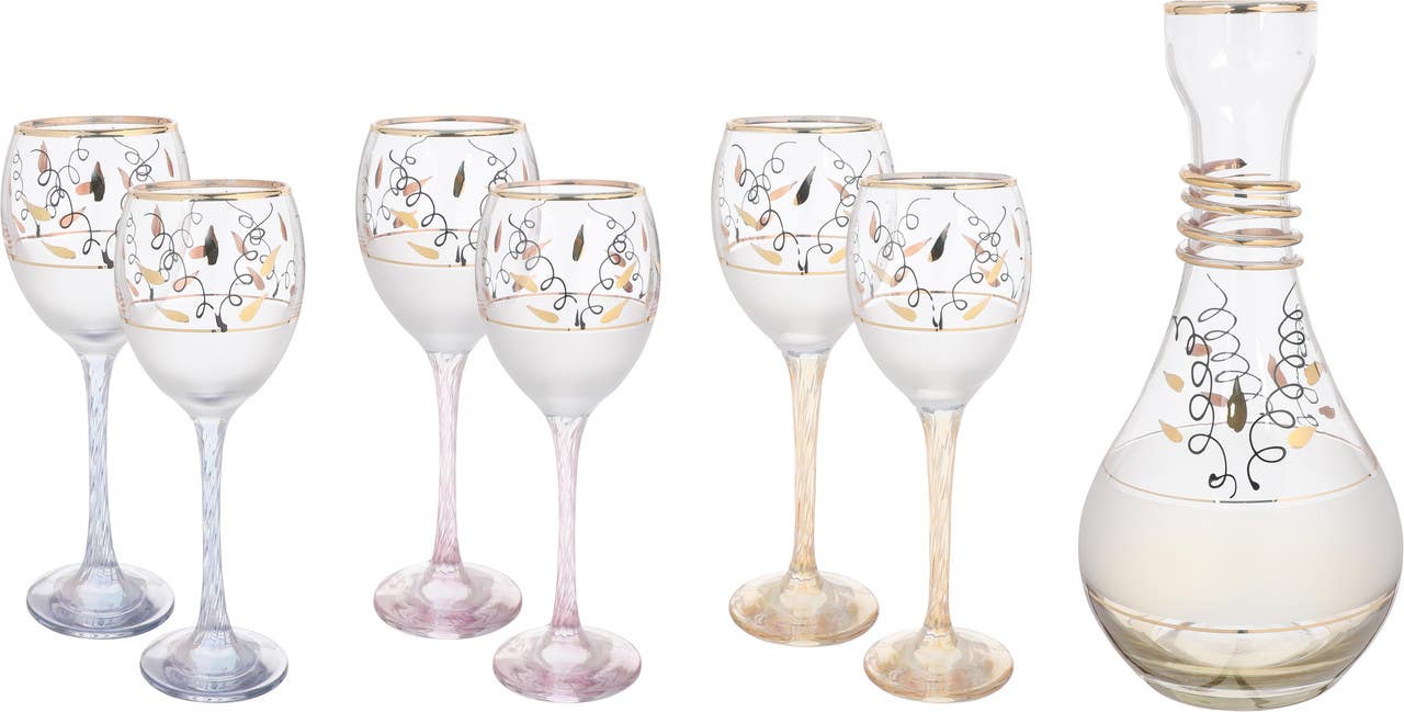 Bohemia Drinkware Set with Flask, 7 Pieces - Multicolor