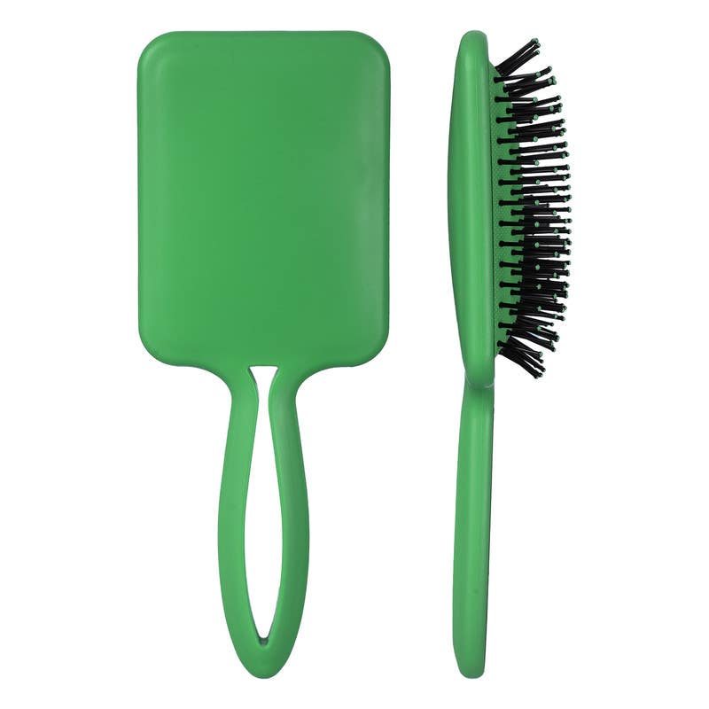 Rectangular Plastic Hair Brush, 8.8×23 cm - Green