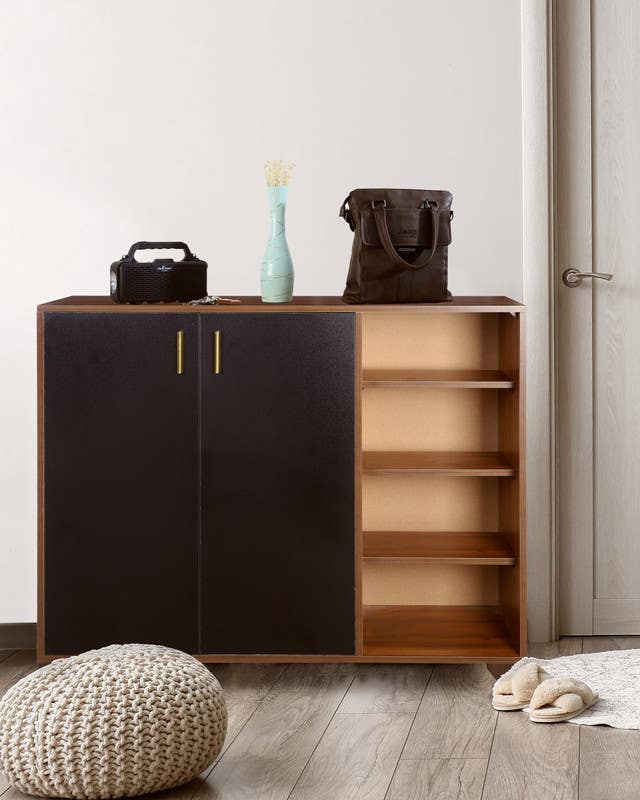 Mdf Wood Shoe Rack, 97×32×120 Cm - Brown Black