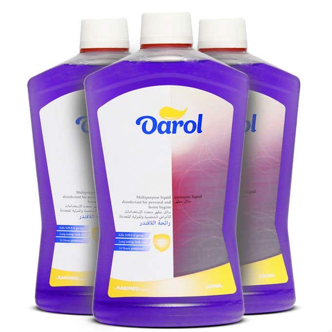 Darol Disinfectant And Cleaner, 3 Pieces, Multi-Purpose 500 Ml, Lavender Scent