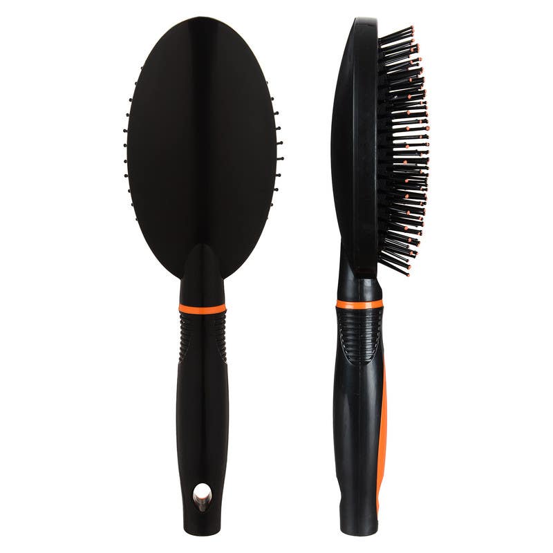 Oval Plastic Hair Brush, 24.5×7 cm - Black Orange