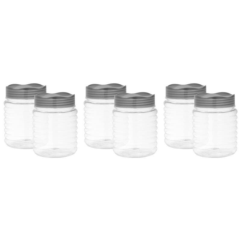 Winner Plast Spice and Jar Set, 6 Pieces, 300 ml - Clear Grey