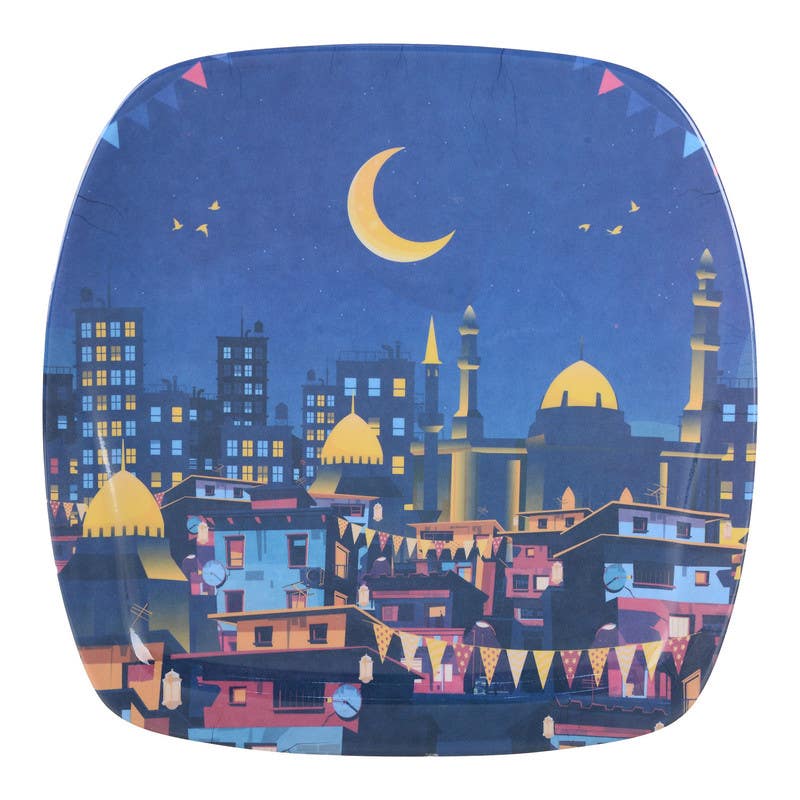 Bright Designs Melamine Square Plate, 26 cm - Multicolor