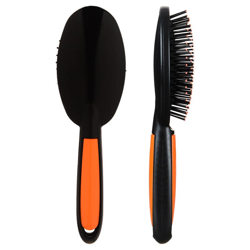 Oval Plastic Hair Brush, 23×7 cm - Black Orange
