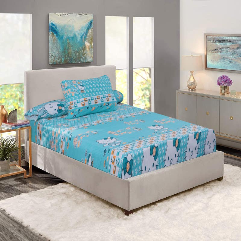 Baby Bed Sheet Set, 3 Pieces, 240×160 cm - Turquoise