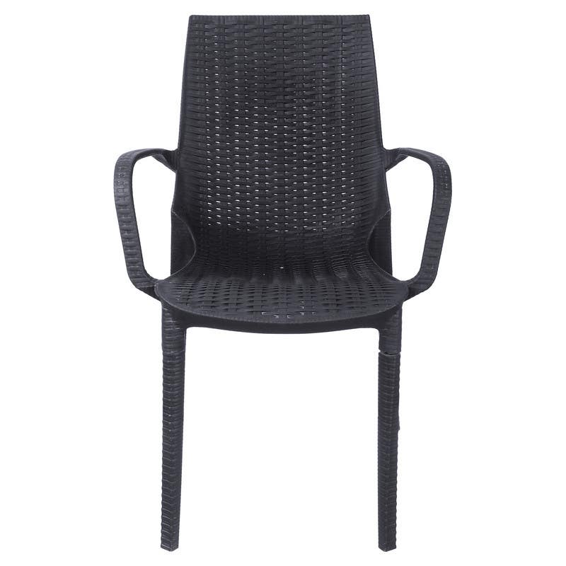 Helal Plastic Rattan shape Chair, 40×40×85 cm - Black