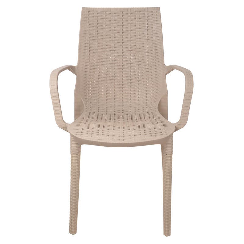 Rattan Chair with Plastic Legs, 40×40×85 cm - Beige