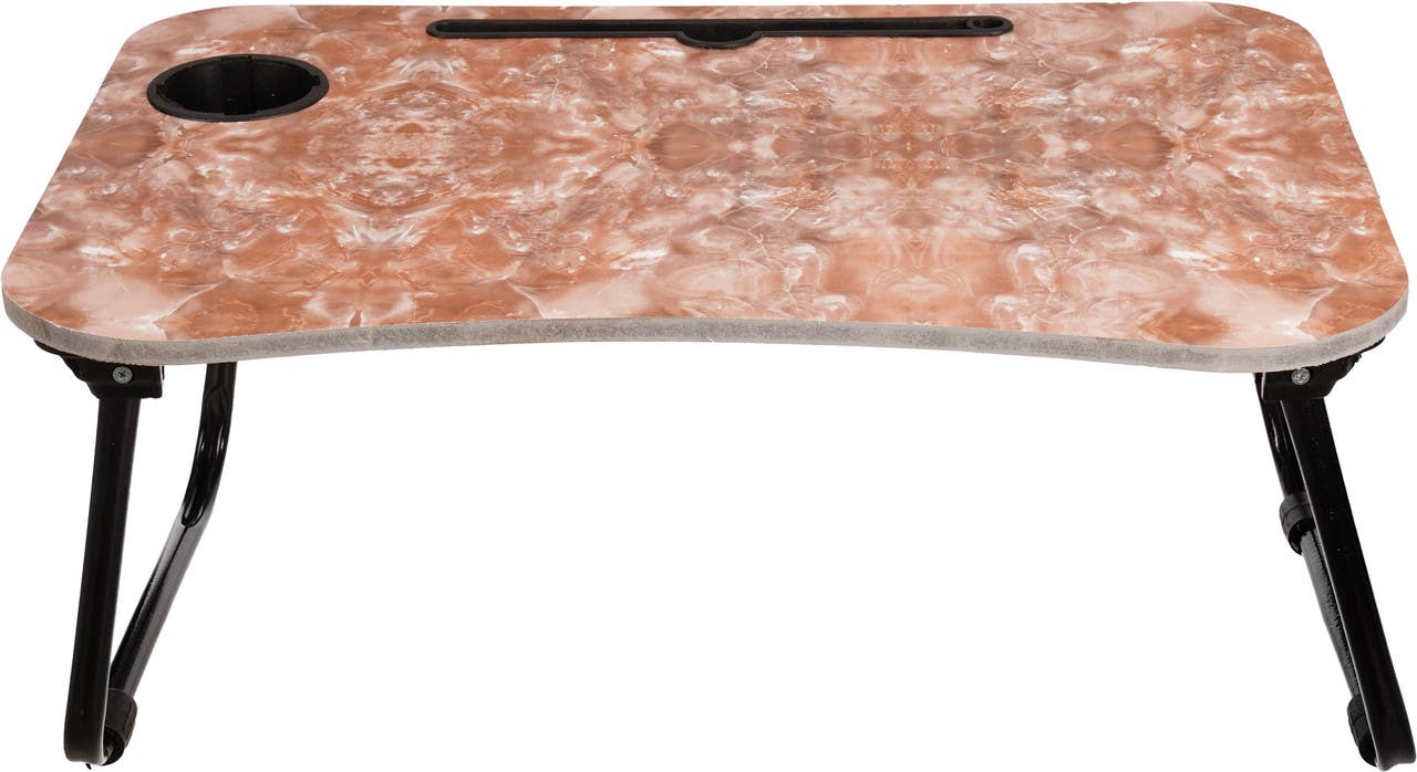 Alealamia Dark Brown Laptop Table, Metal Legs, Foldable, 60×40×28 cm - Wooden